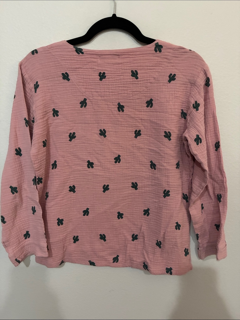 WORW Women’s Pink Cactus-Print Long Sleeve Pocket Tee Nightshirt - Picture 9 of 9